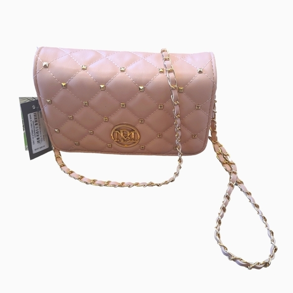 Badgley Mischka Diamond Quilted Blush Crossbody Bag Women's NWT - Picture 3 of 10